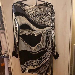 Emilio Pucci Black, Grey, and Silver Silk Mini Dress